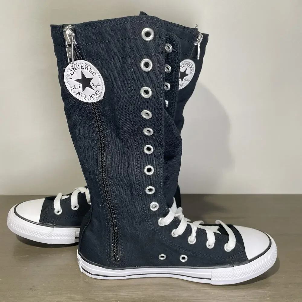 Converse Kids Size 3 Shoes NEW Knee High Chuck Taylor All Star XHi Black Zip Up